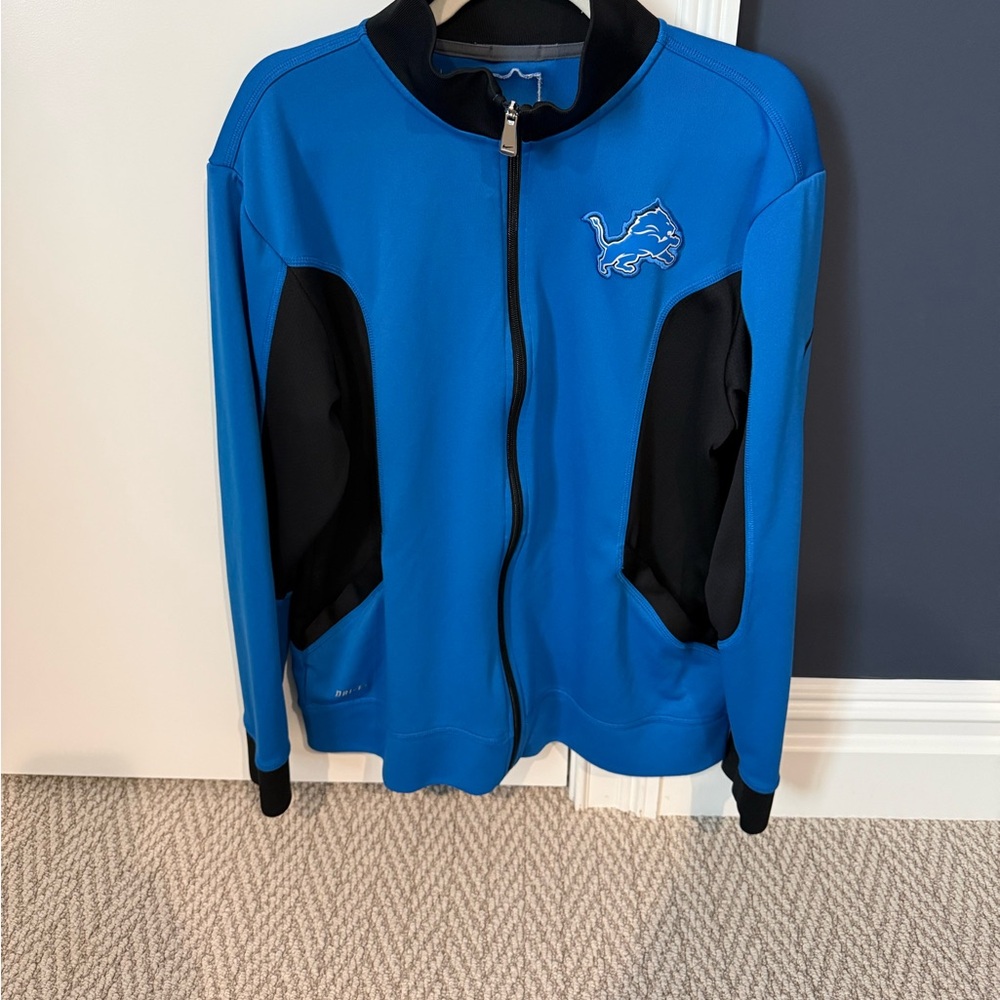 Detroit Lions Nike Dri Fit Royal Blue Full-Zip Jacket Sz M